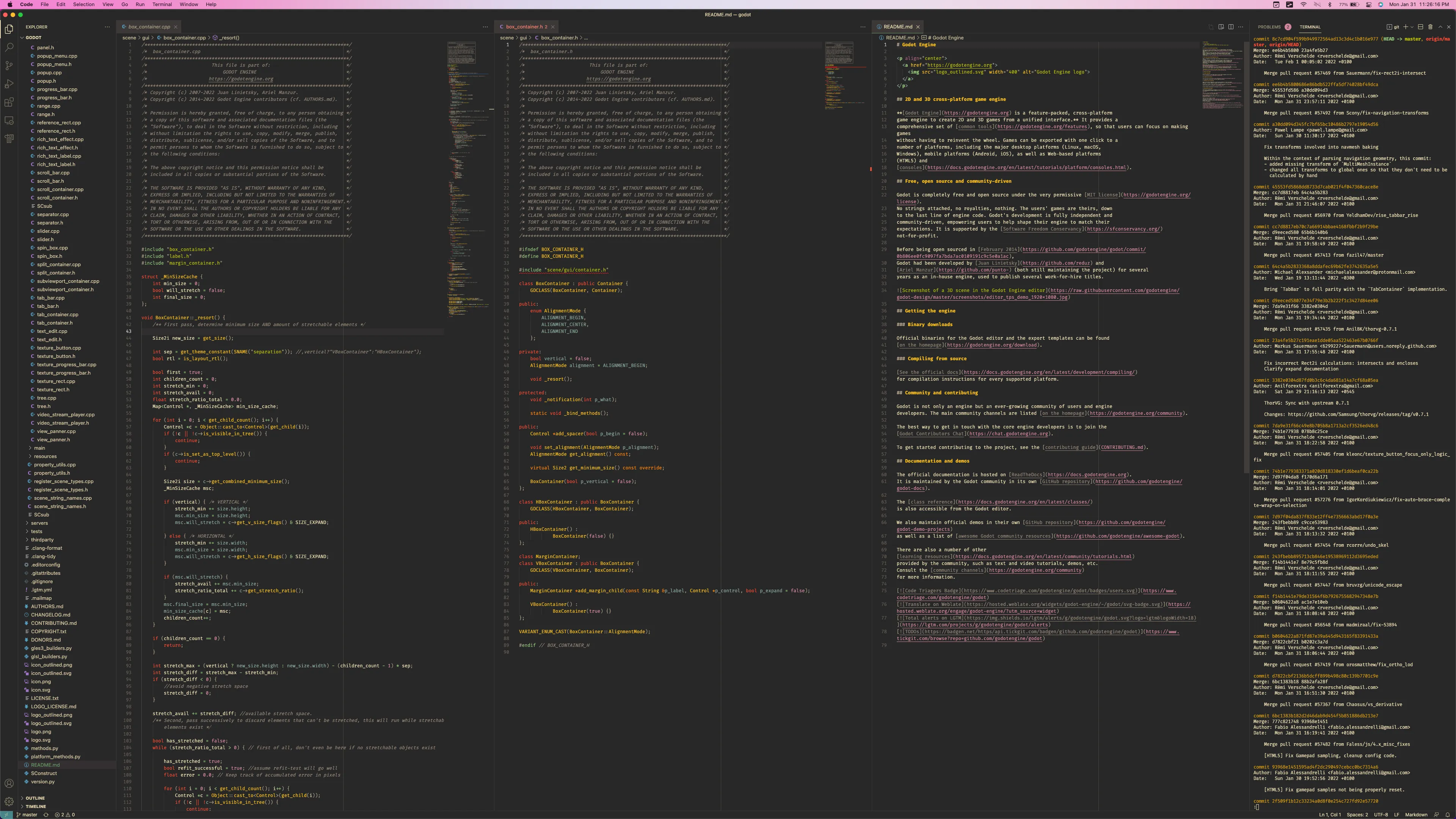 Screenshot of Visual Studio Code on a 4K workspace