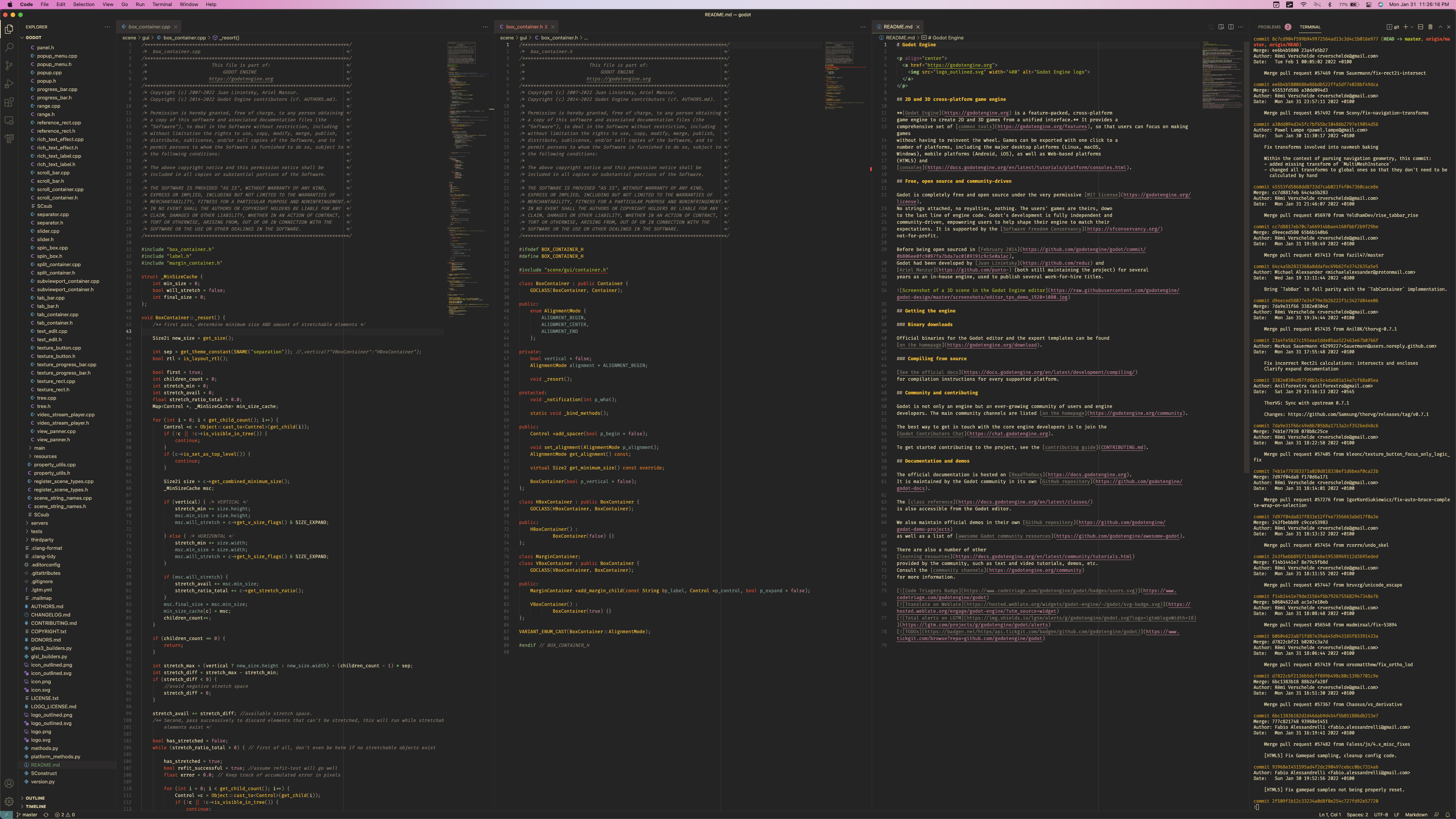 Screenshot of Visual Studio Code on a 4K workspace
