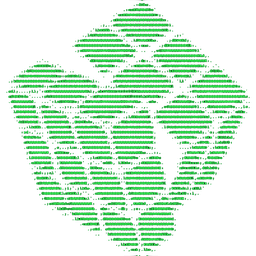 Rubik's cube in green ASCII art